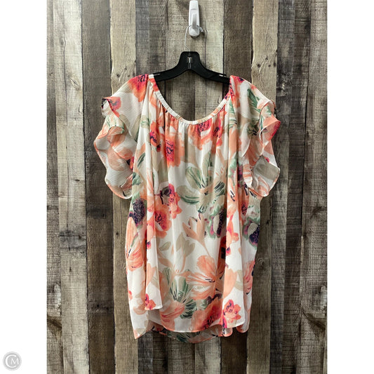 Top Short Sleeve By St Johns Bay In Floral Print, Size: 3x