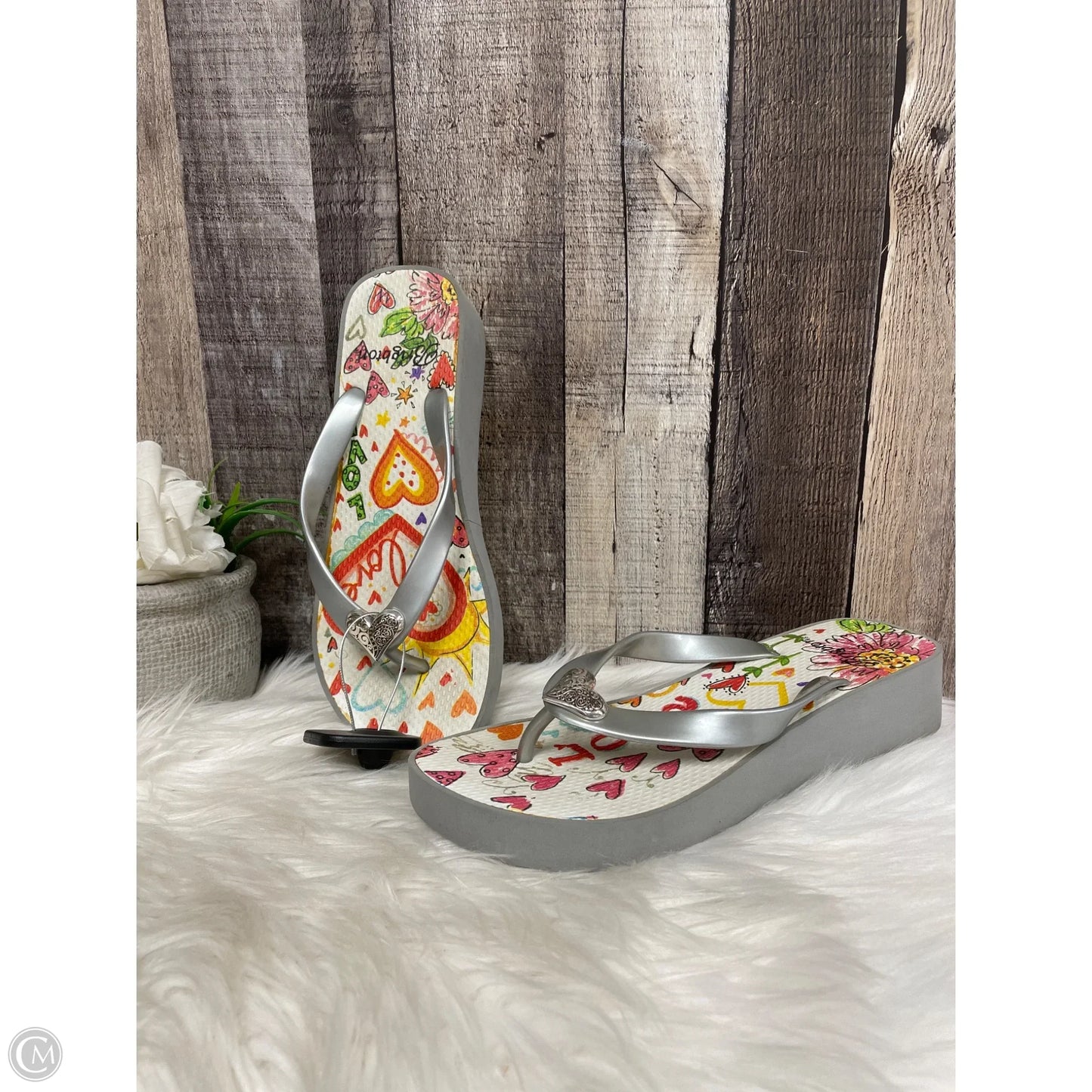 Sandals Flip Flops By Brighton In Multi-colored, Size: 8