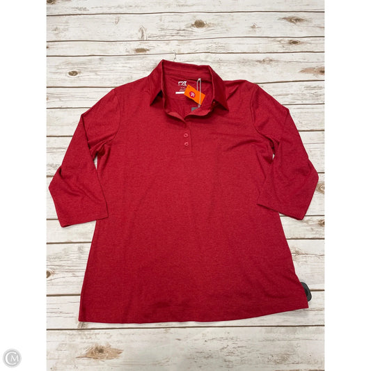 Athletic Top Long Sleeve Collar By Cutter And Buck In Red, Size: M
