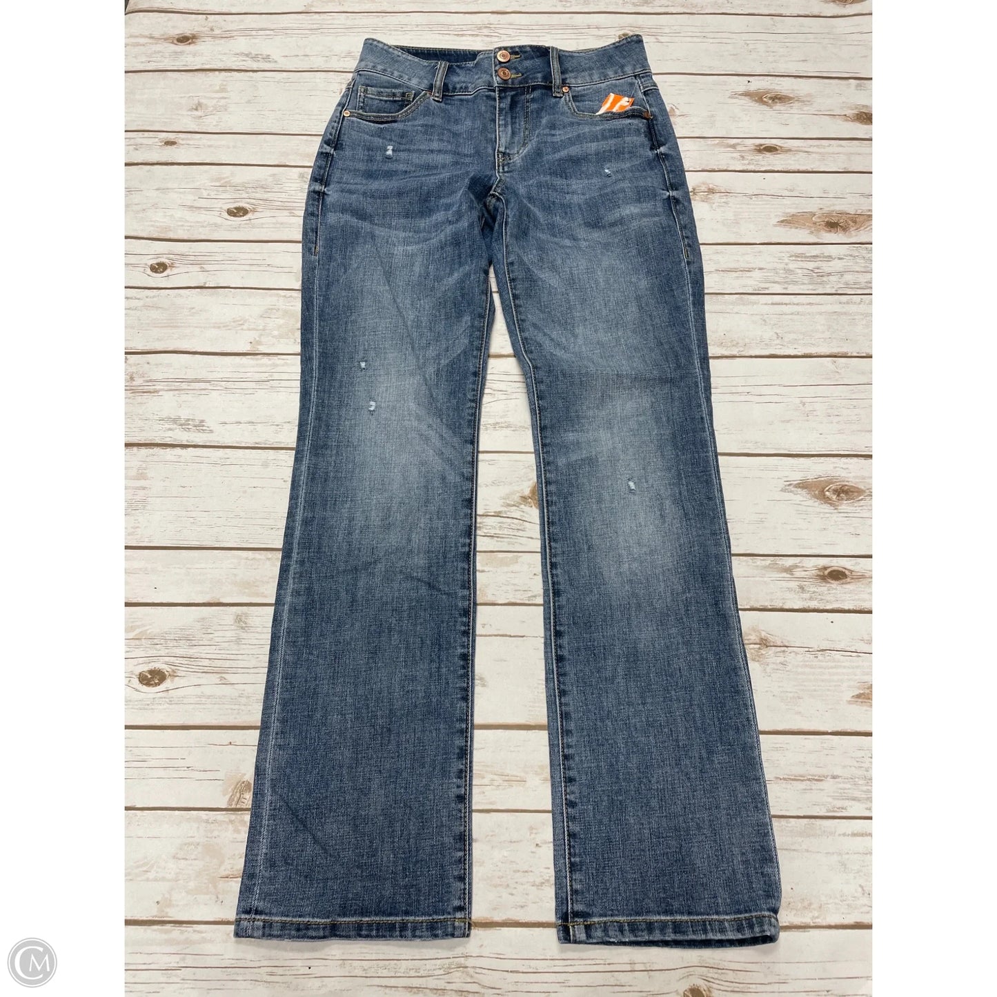 Jeans Straight By Cabi In Blue Denim, Size: 4