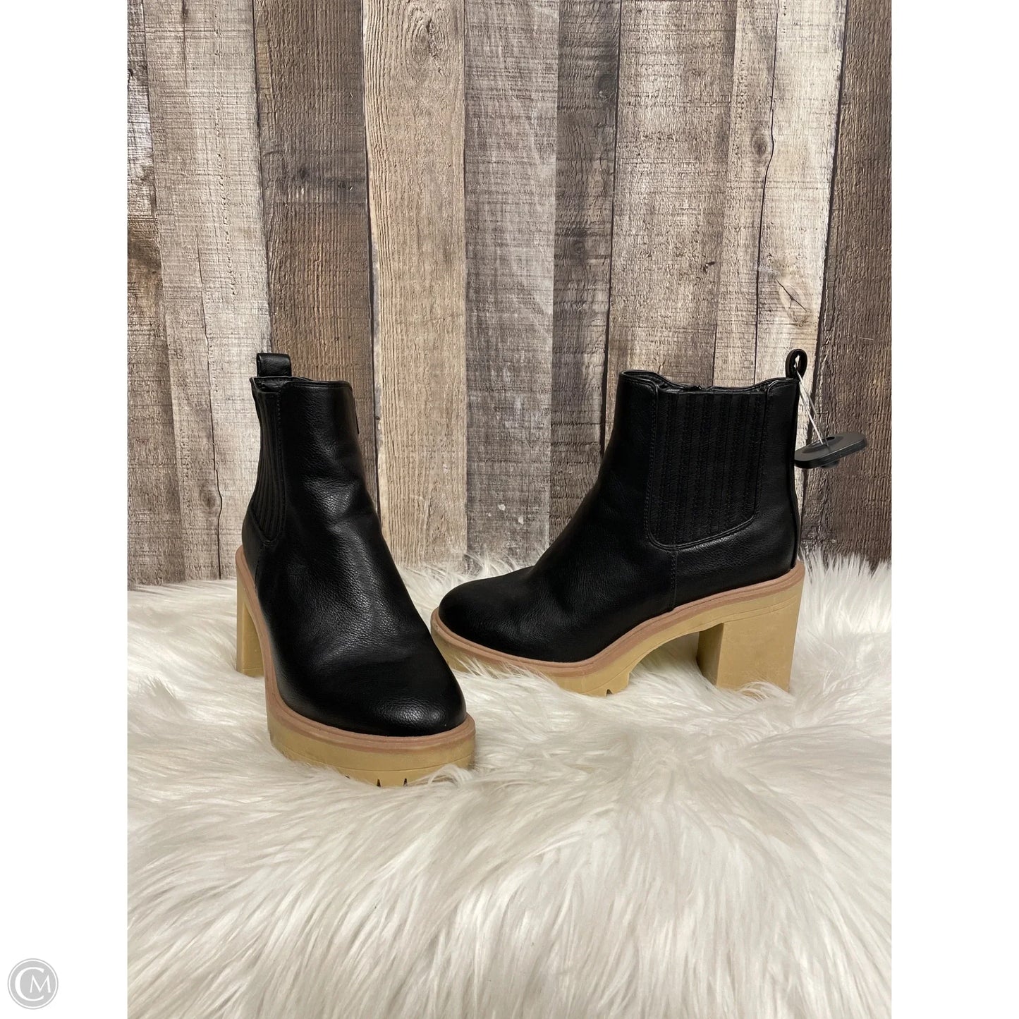 Boots Ankle Heels By Cme In Black & Brown, Size: 7