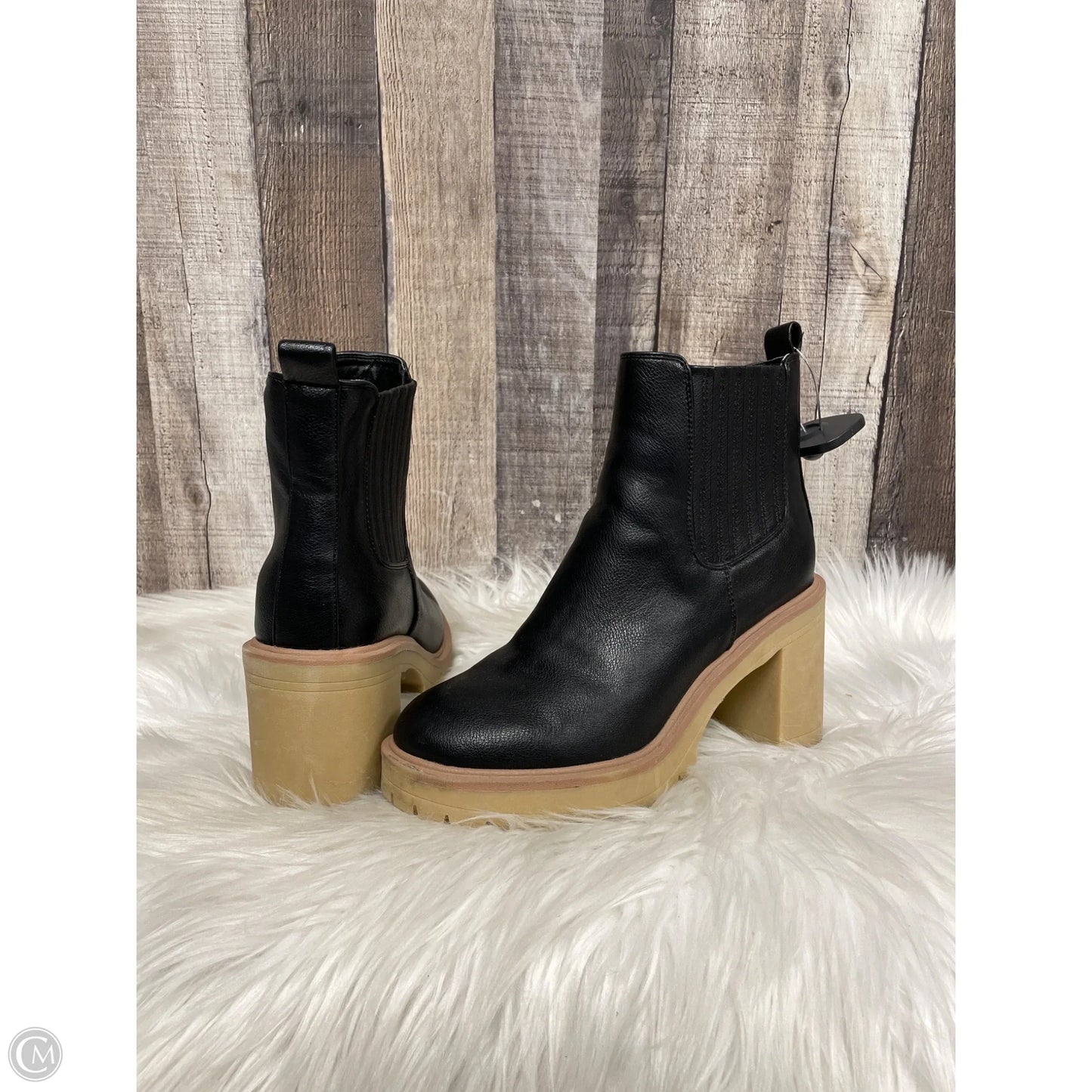 Boots Ankle Heels By Cme In Black & Brown, Size: 7