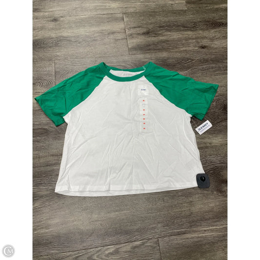 Top Short Sleeve By Old Navy In Green & White, Size: M