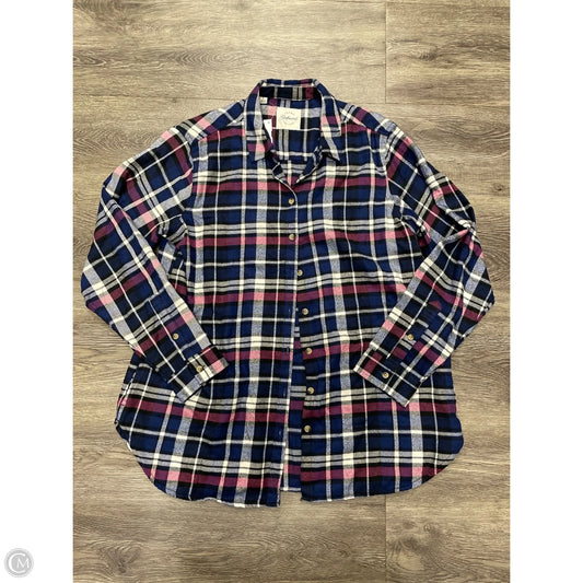 Top Long Sleeve By Jachs Girlfirend In Plaid Pattern, Size: L