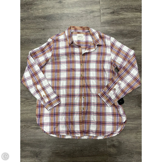 Top Long Sleeve By Jachs Girlfirend In Plaid Pattern, Size: L