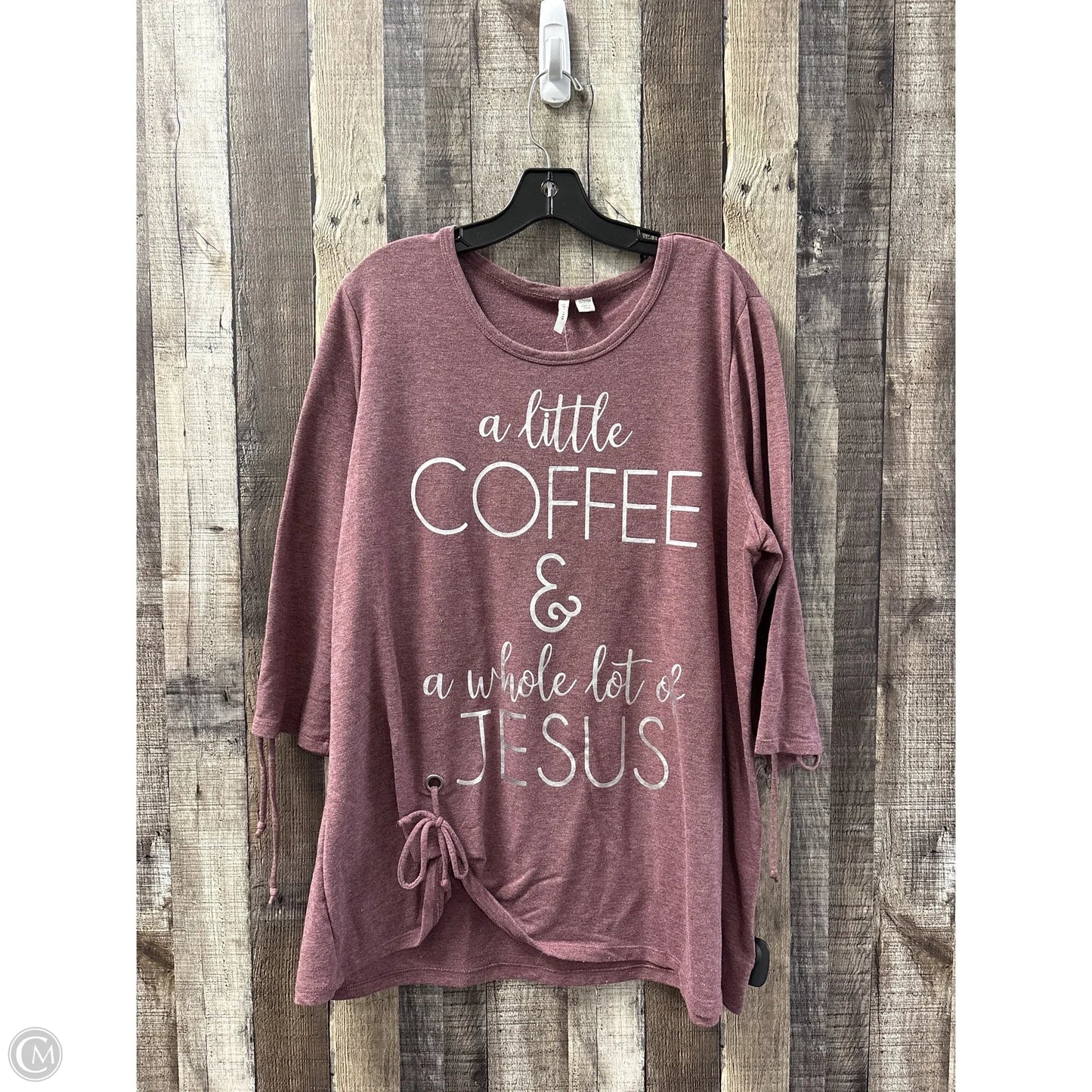 Top 3/4 Sleeve By Cme In Purple, Size: 1x