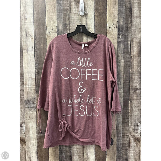 Top 3/4 Sleeve By Cme In Purple, Size: 1x