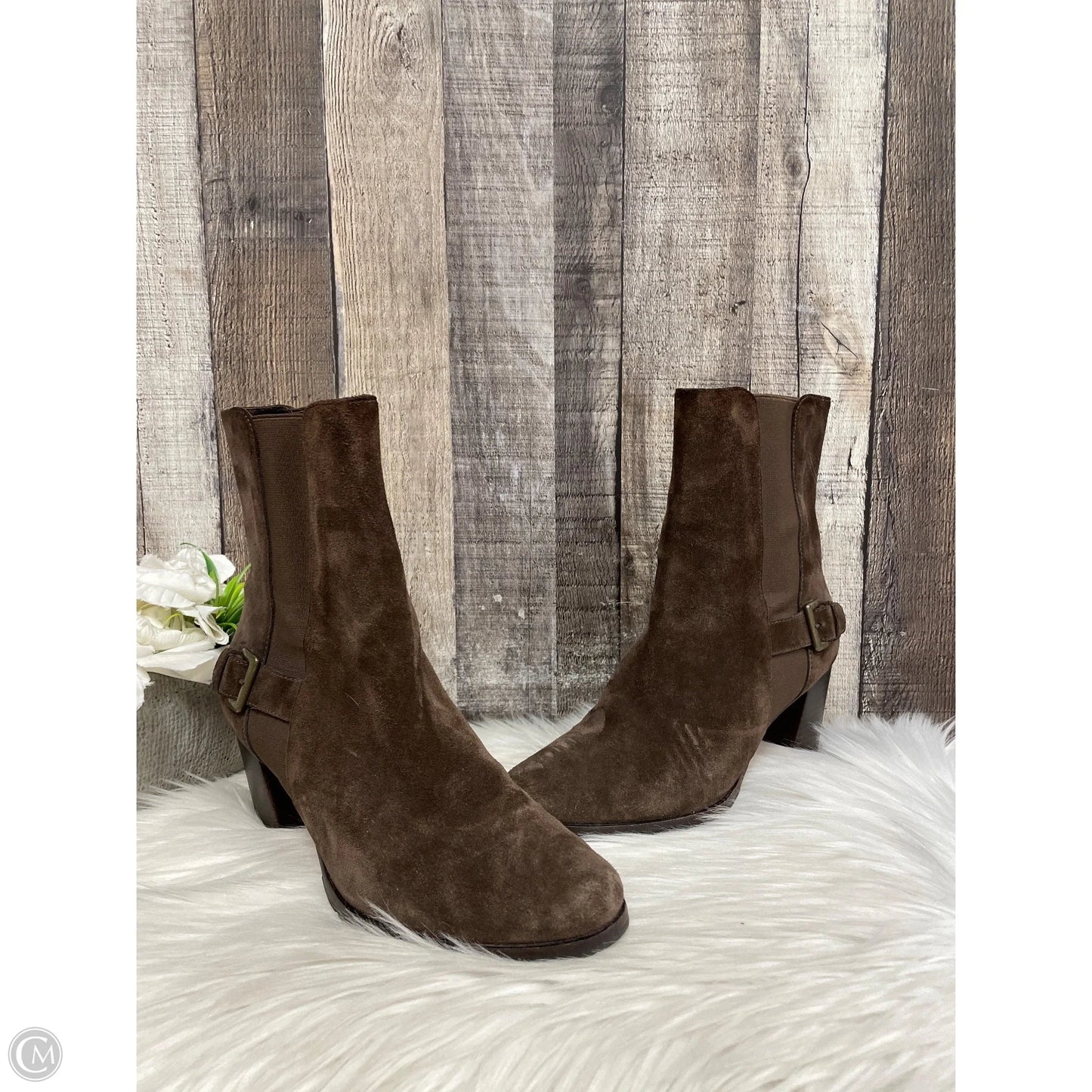 Boots Ankle Heels By Cole-haan In Brown, Size: 8.5