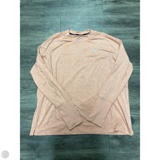 Athletic Top Long Sleeve Collar By Nike In Pink, Size: Xxl