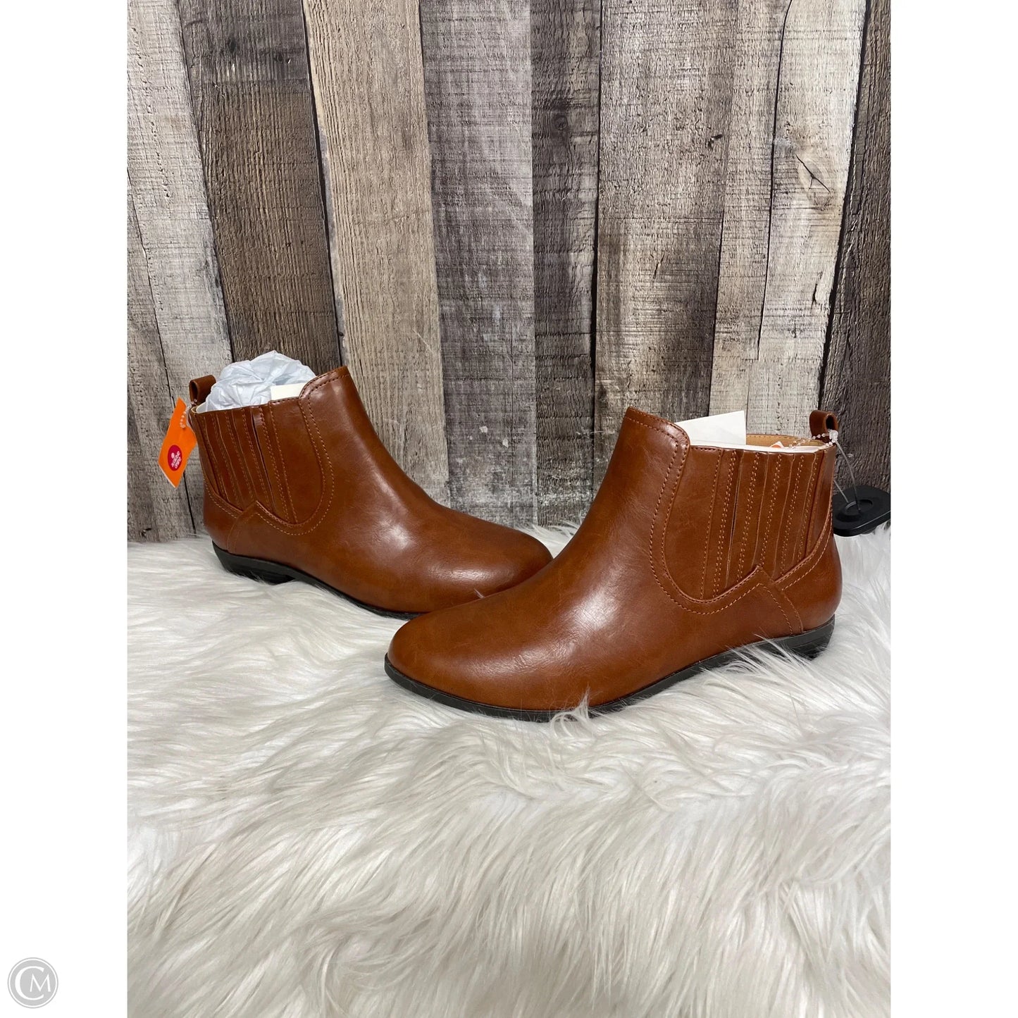 Boots Ankle Flats By Comfortview In Brown, Size: 9