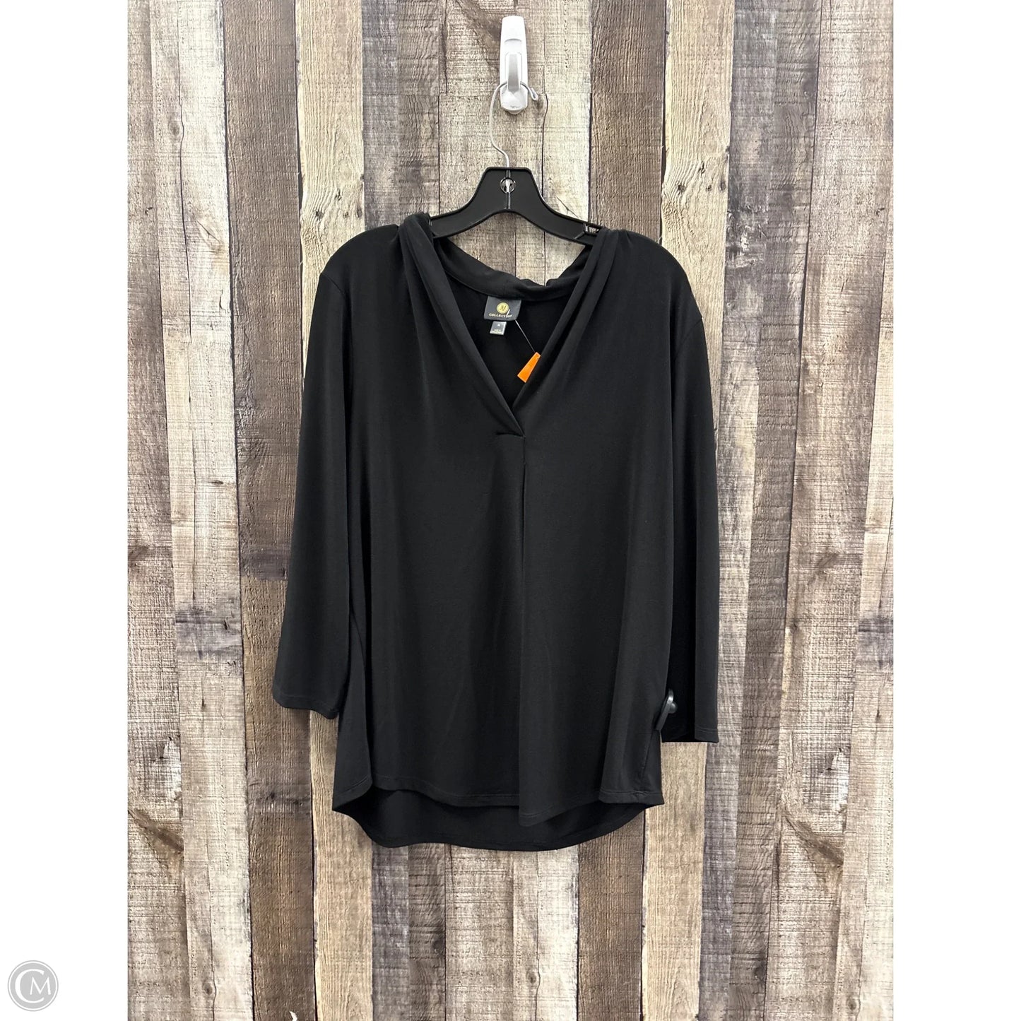 Top Long Sleeve By Jm Collections In Black, Size: Xl