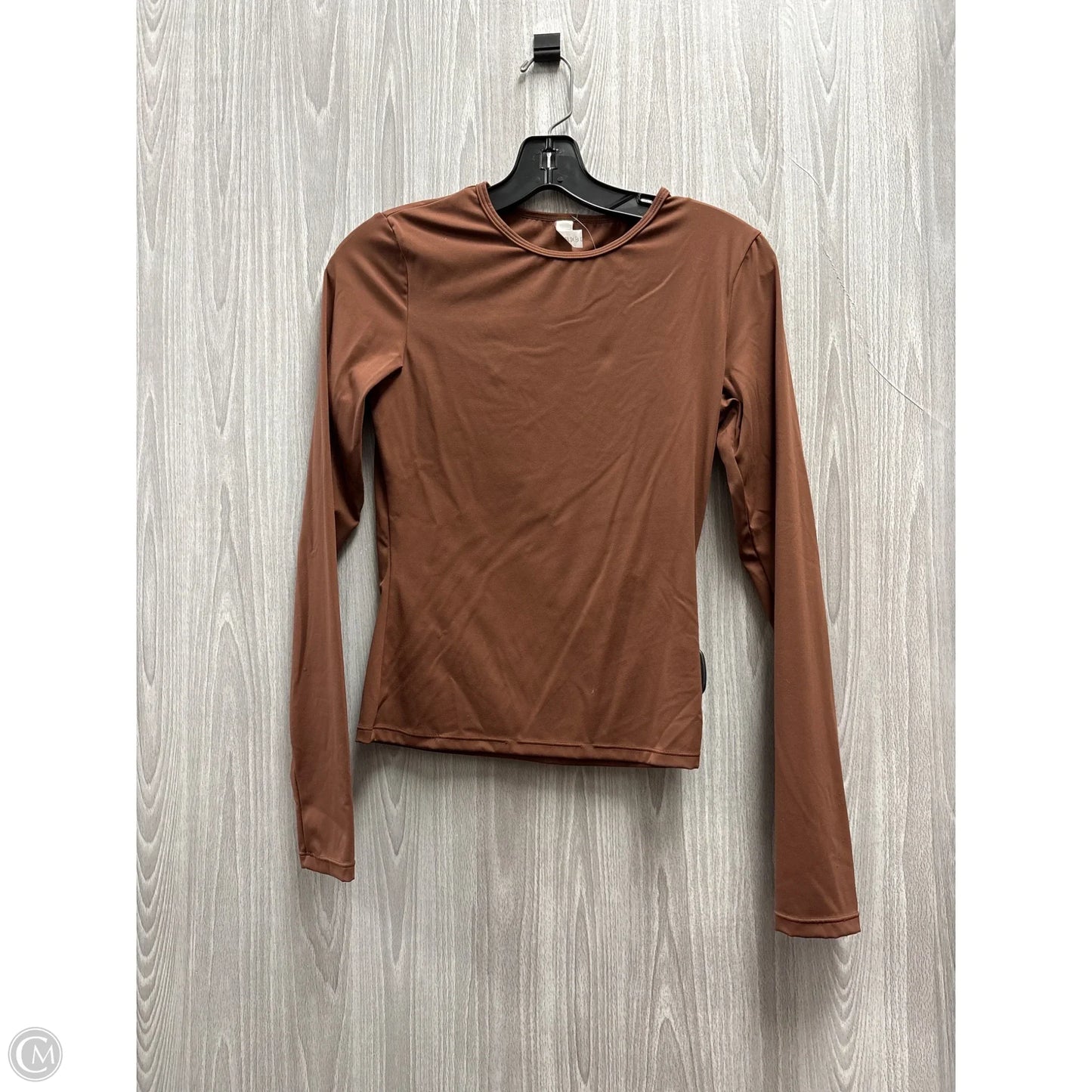 Top Long Sleeve By Cme In Brown, Size: M