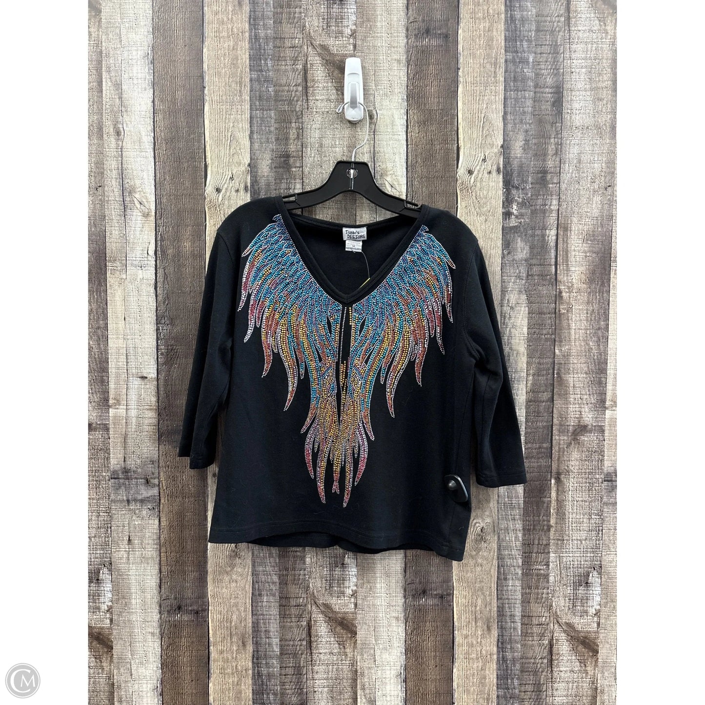 Top 3/4 Sleeve By Cme In Black, Size: M