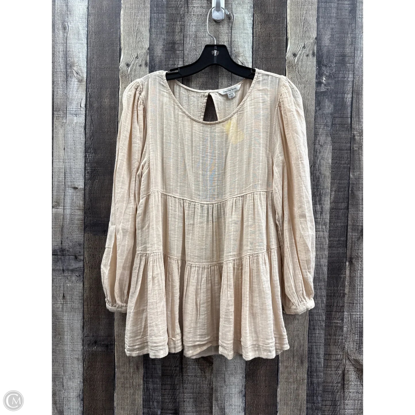Top Long Sleeve By American Eagle In Tan, Size: S