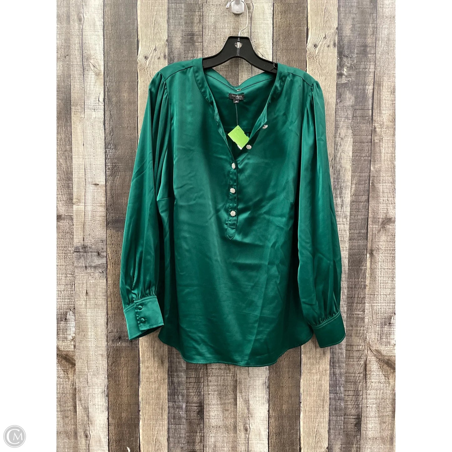 Top Long Sleeve By Talbots In Green, Size: 1x