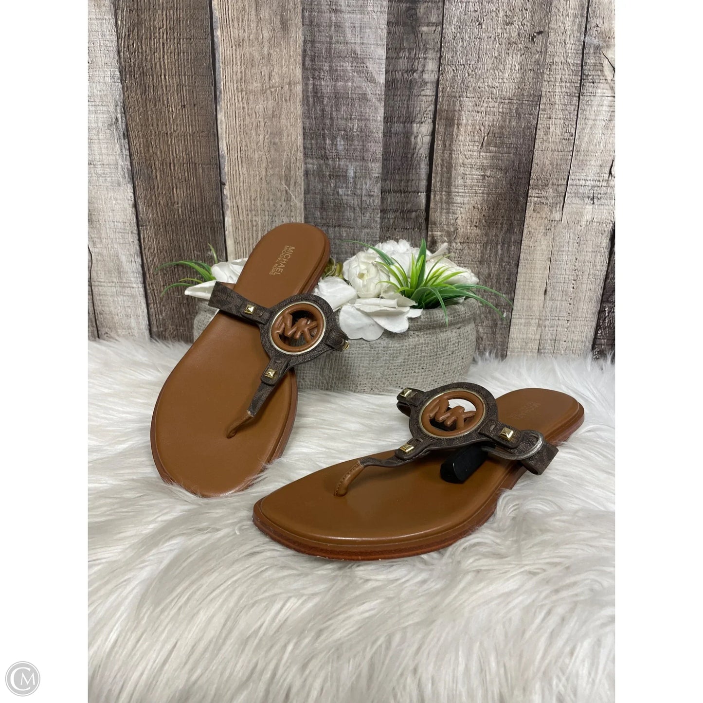 Sandals Designer By Michael Kors In Brown, Size: 8