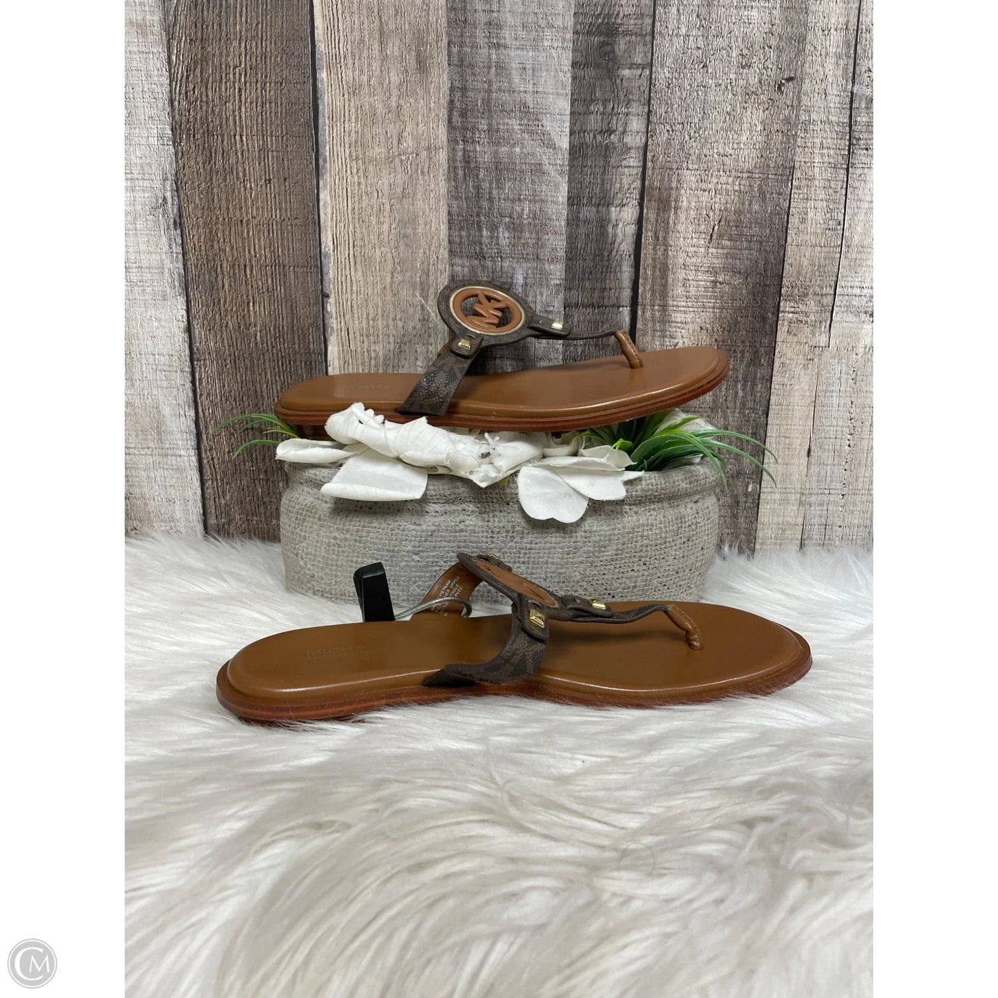 Sandals Designer By Michael Kors In Brown, Size: 8