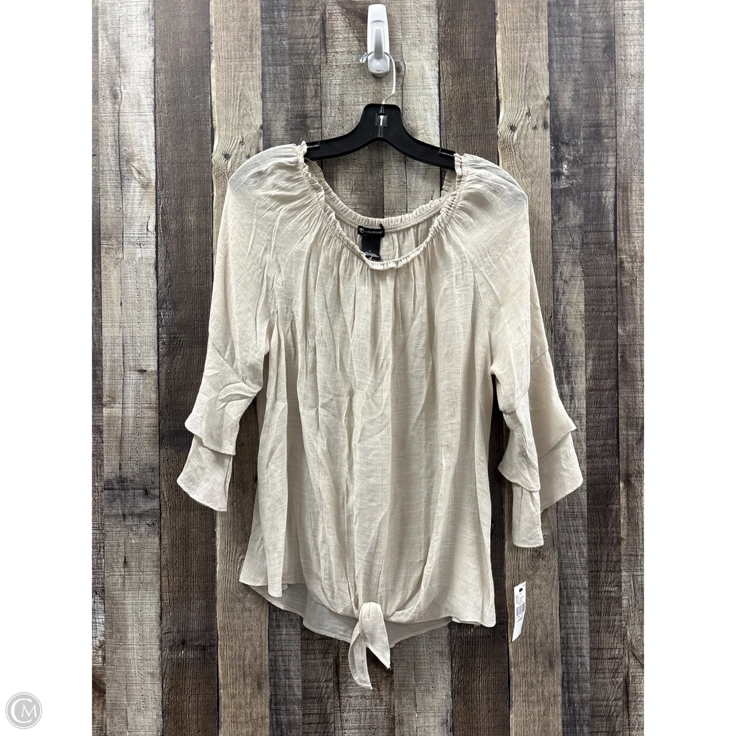 Top Long Sleeve By New Directions In Taupe, Size: L
