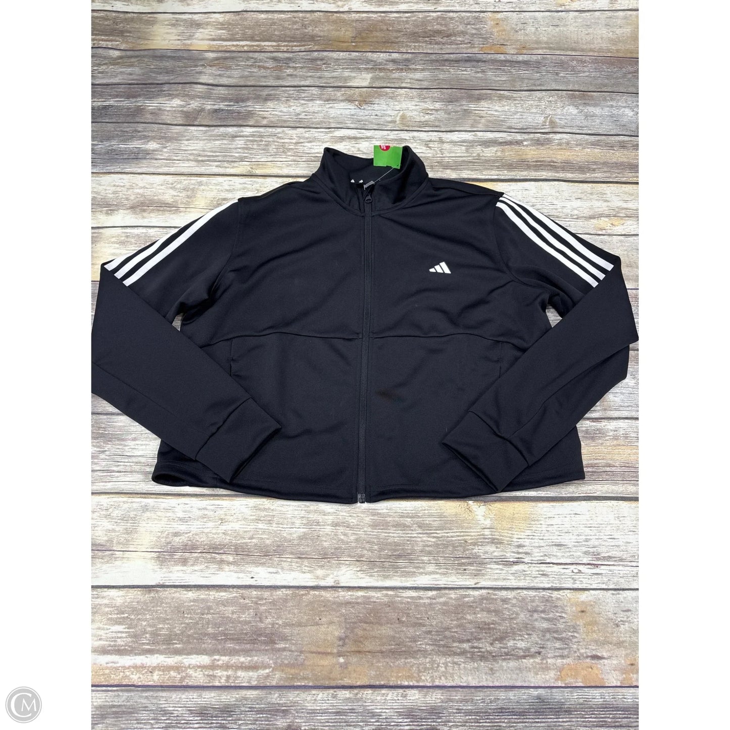 Athletic Top Long Sleeve Collar By Adidas In Black, Size: Xl