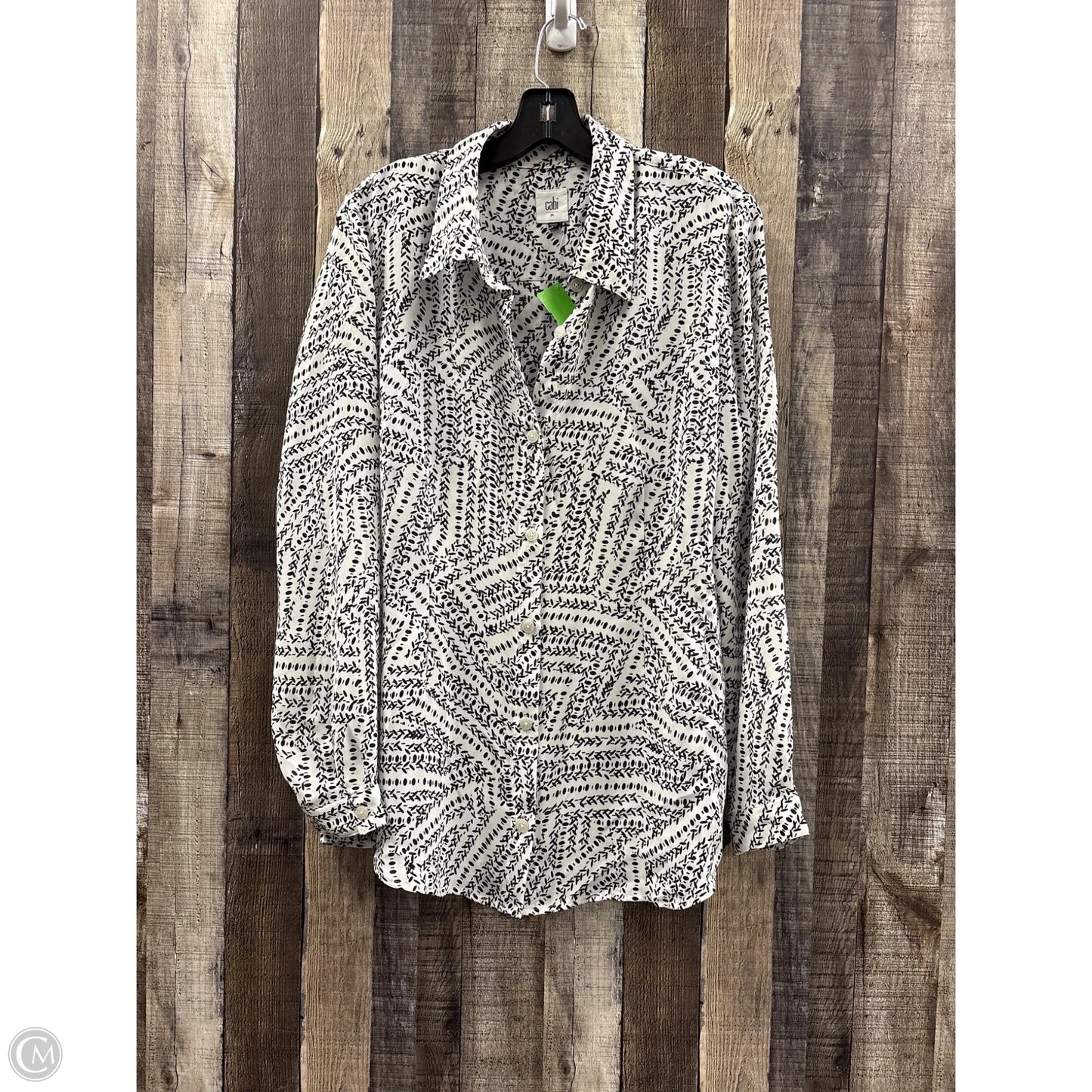Top Long Sleeve By Cabi In Black & White, Size: M