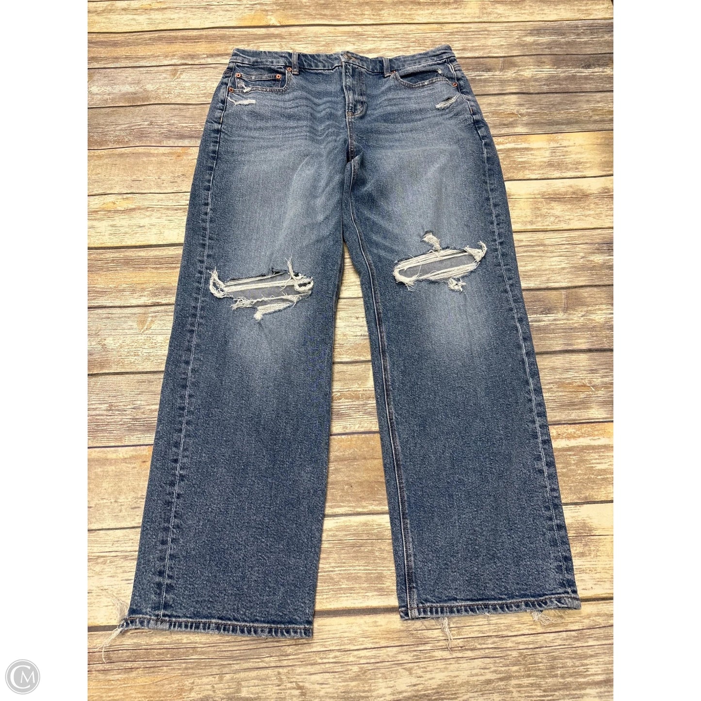 Jeans Straight By American Eagle In Blue Denim, Size: 14