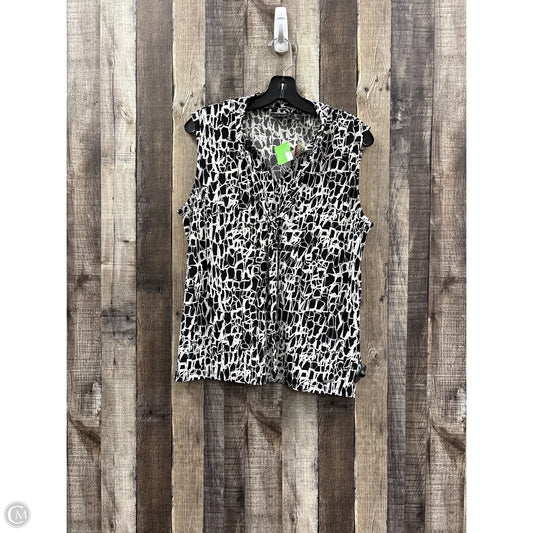 Top Sleeveless By Tahari In Black & White, Size: L