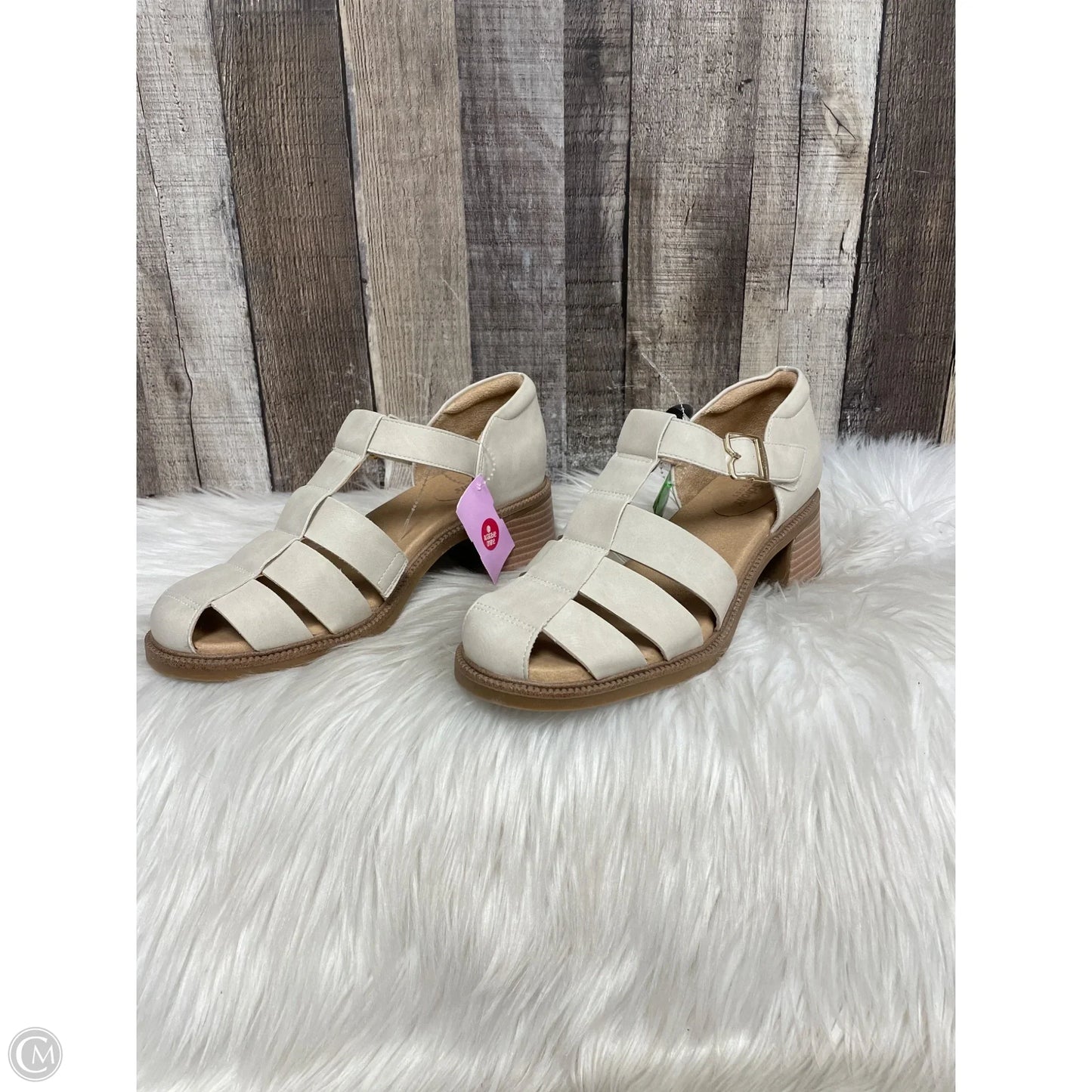 Sandals Heels Block By Dr Scholls In Cream, Size: 8
