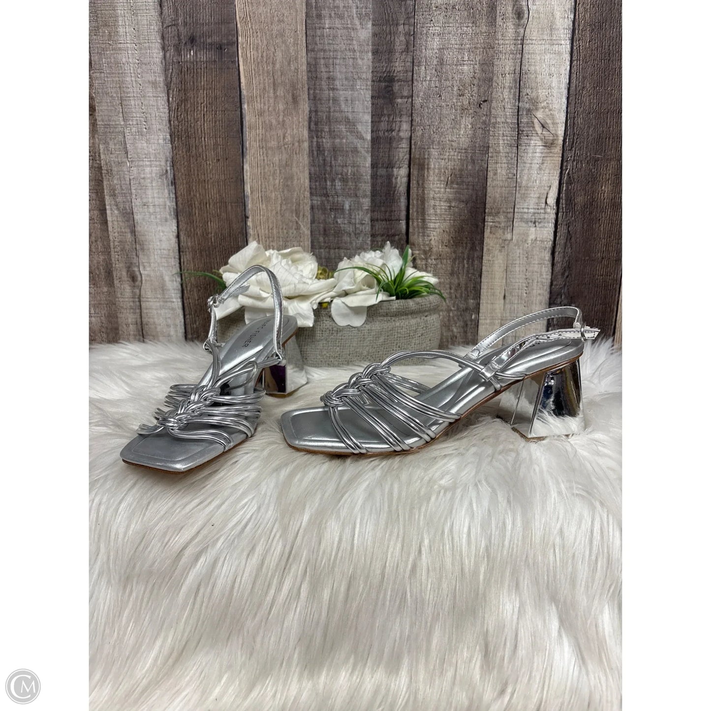 Sandals Heels Block By Marc Fisher In Silver, Size: 7
