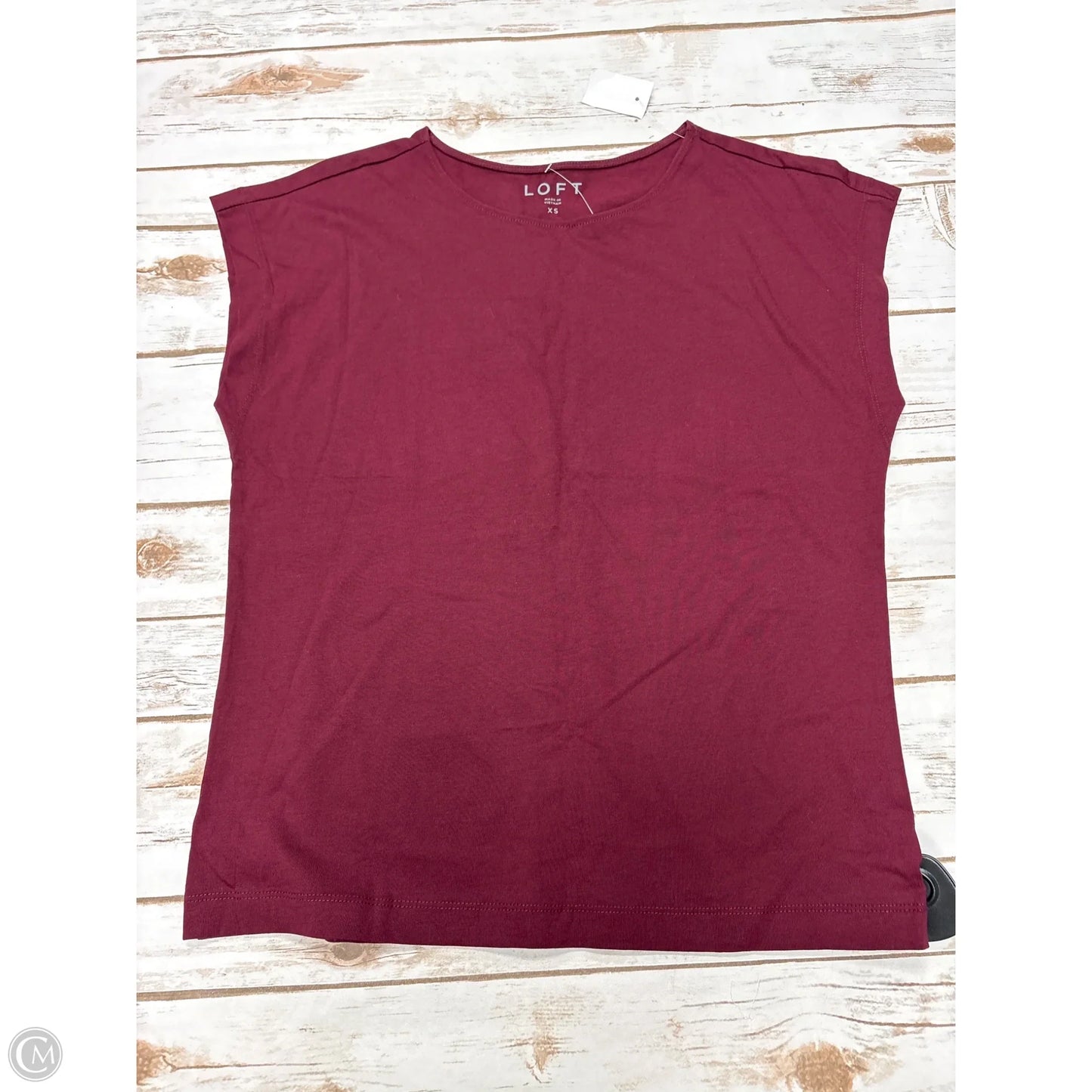 Top Short Sleeve By Loft In Maroon, Size: Xs