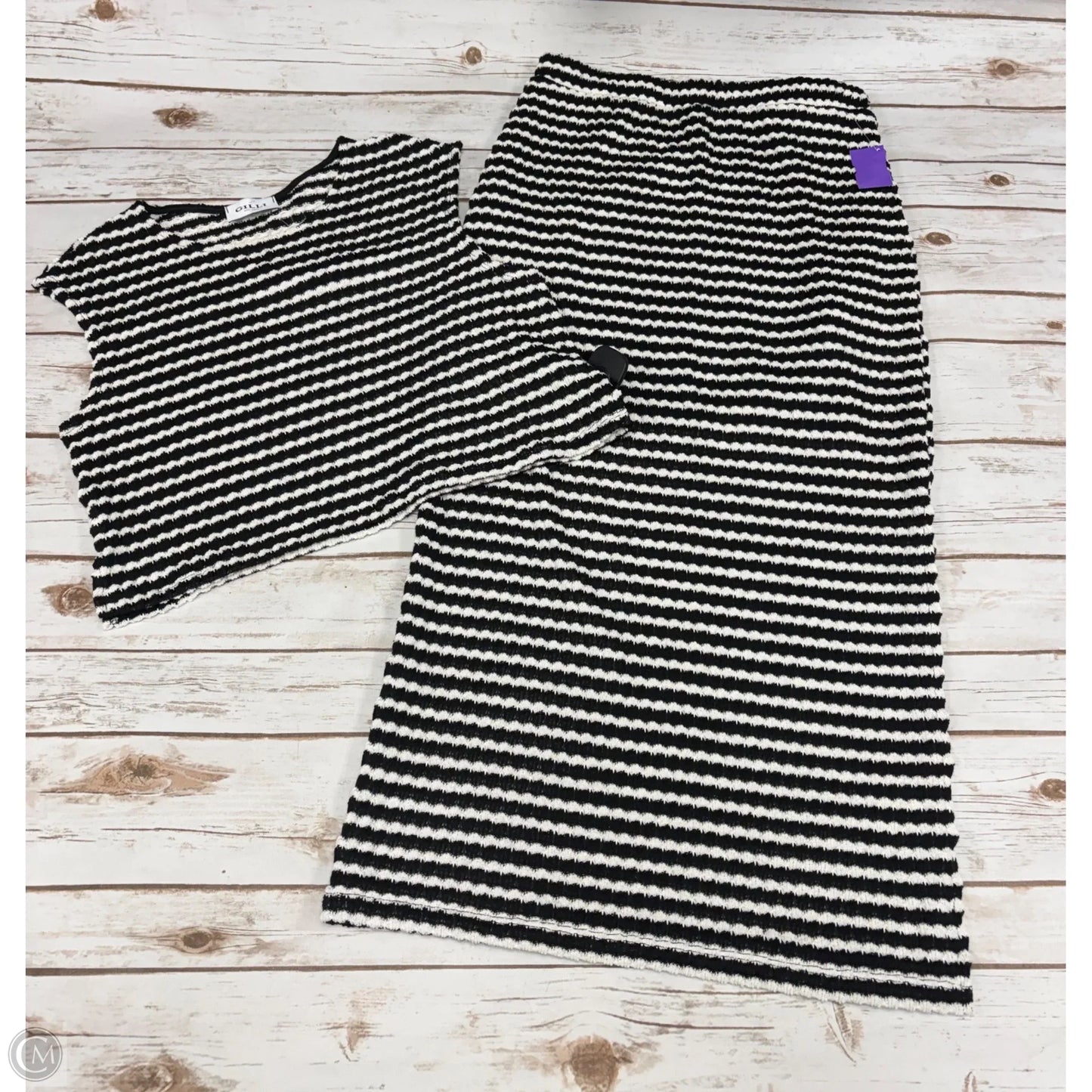 Skirt Set 2pc By Gilli In Black & White, Size: L