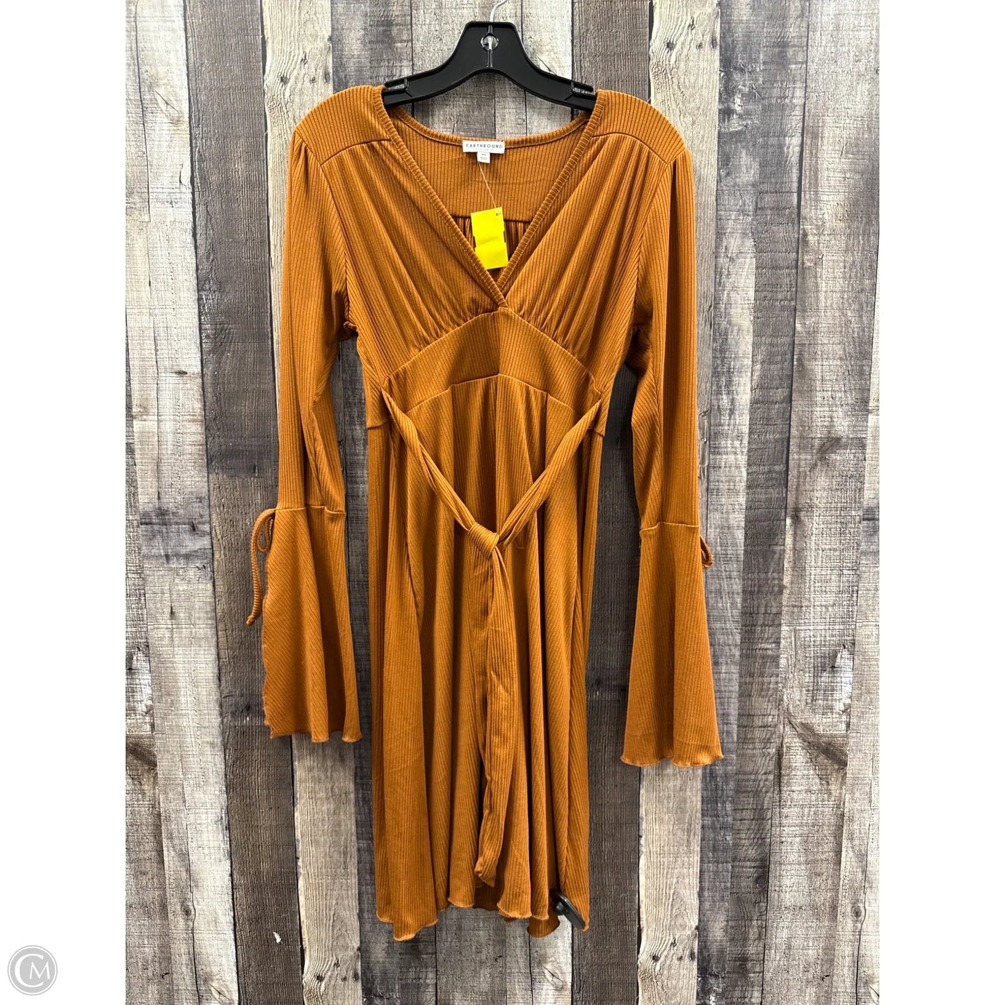 Dress Casual Midi By Earthbound In Brown, Size: M