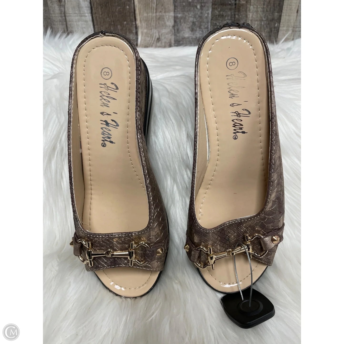 Sandals Heels Platform By Cme In Bronze, Size: 8