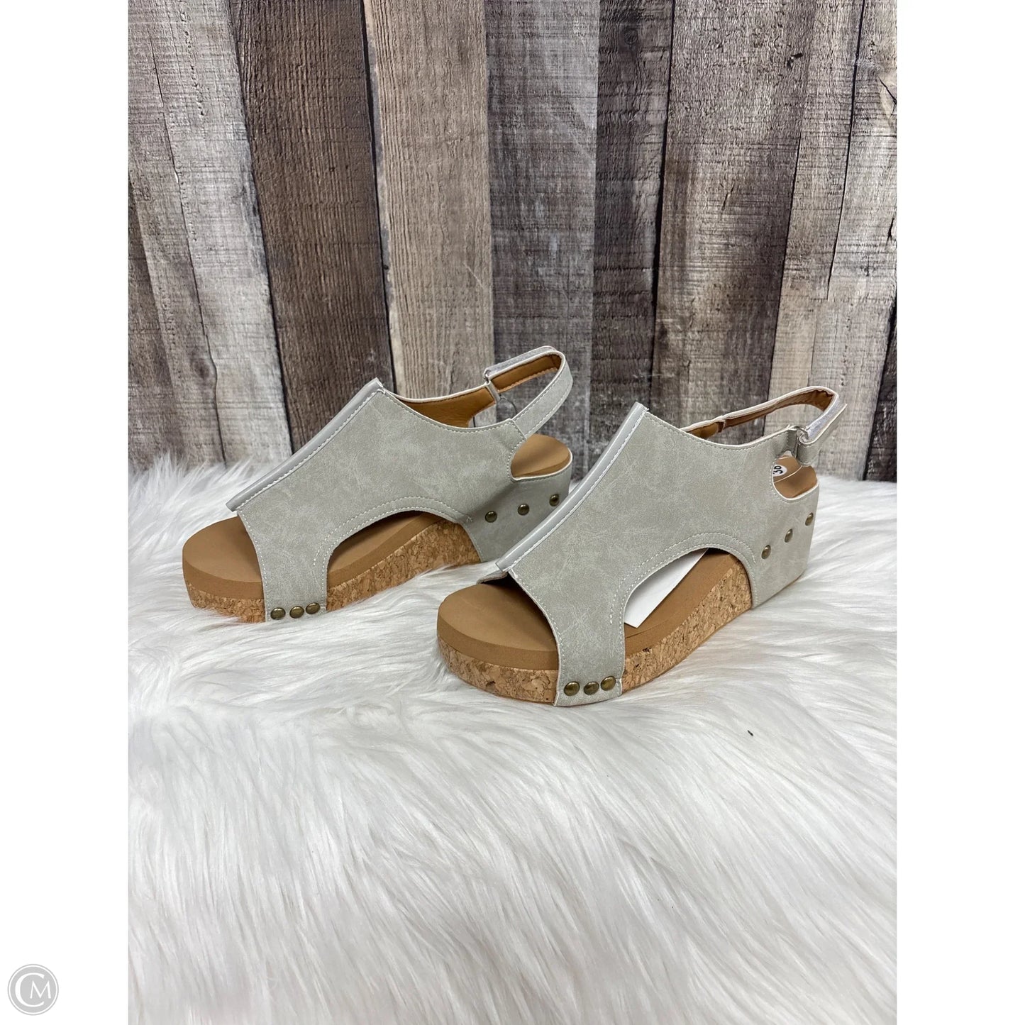 Sandals Heels Wedge By Cme In Grey, Size: 8