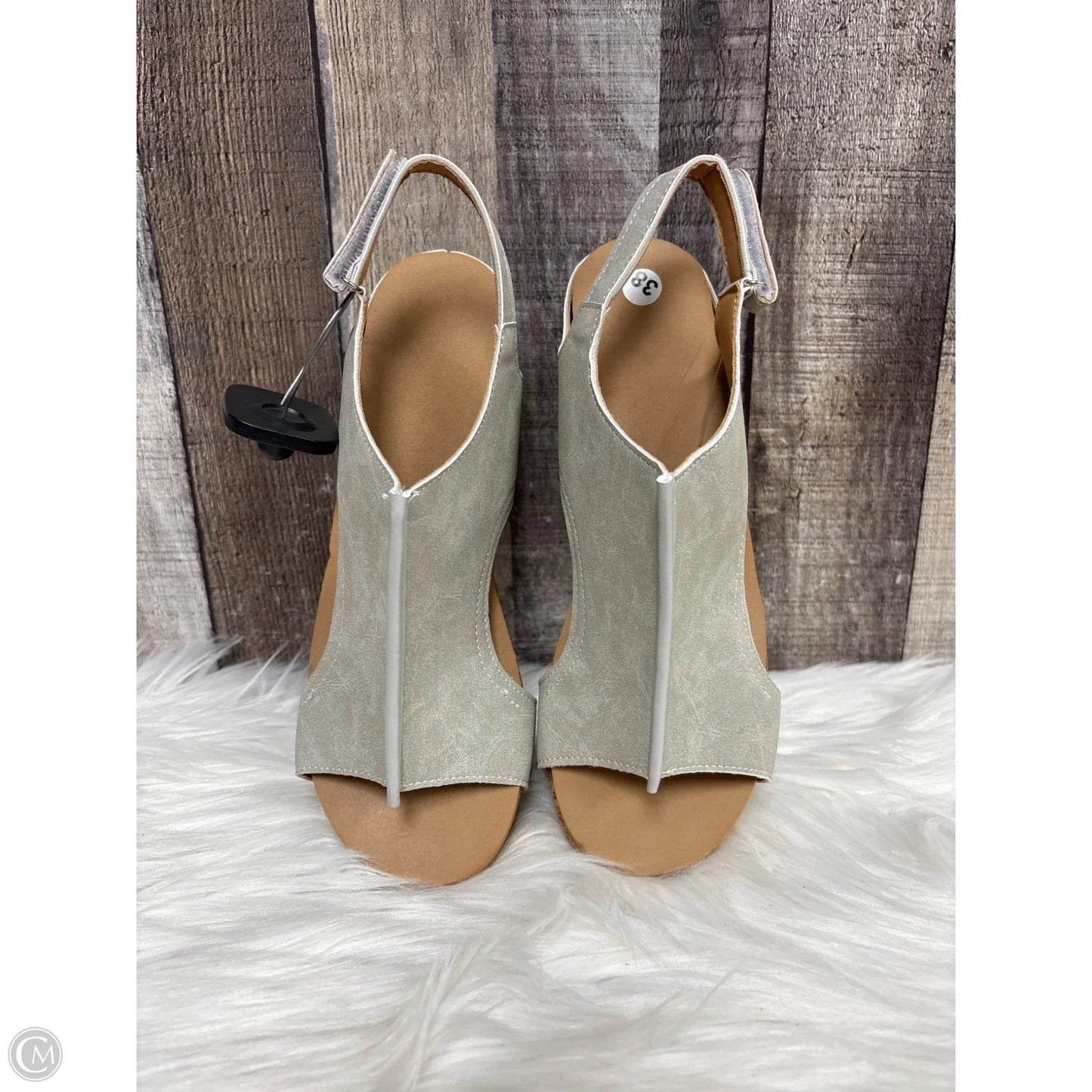 Sandals Heels Wedge By Cme In Grey, Size: 8