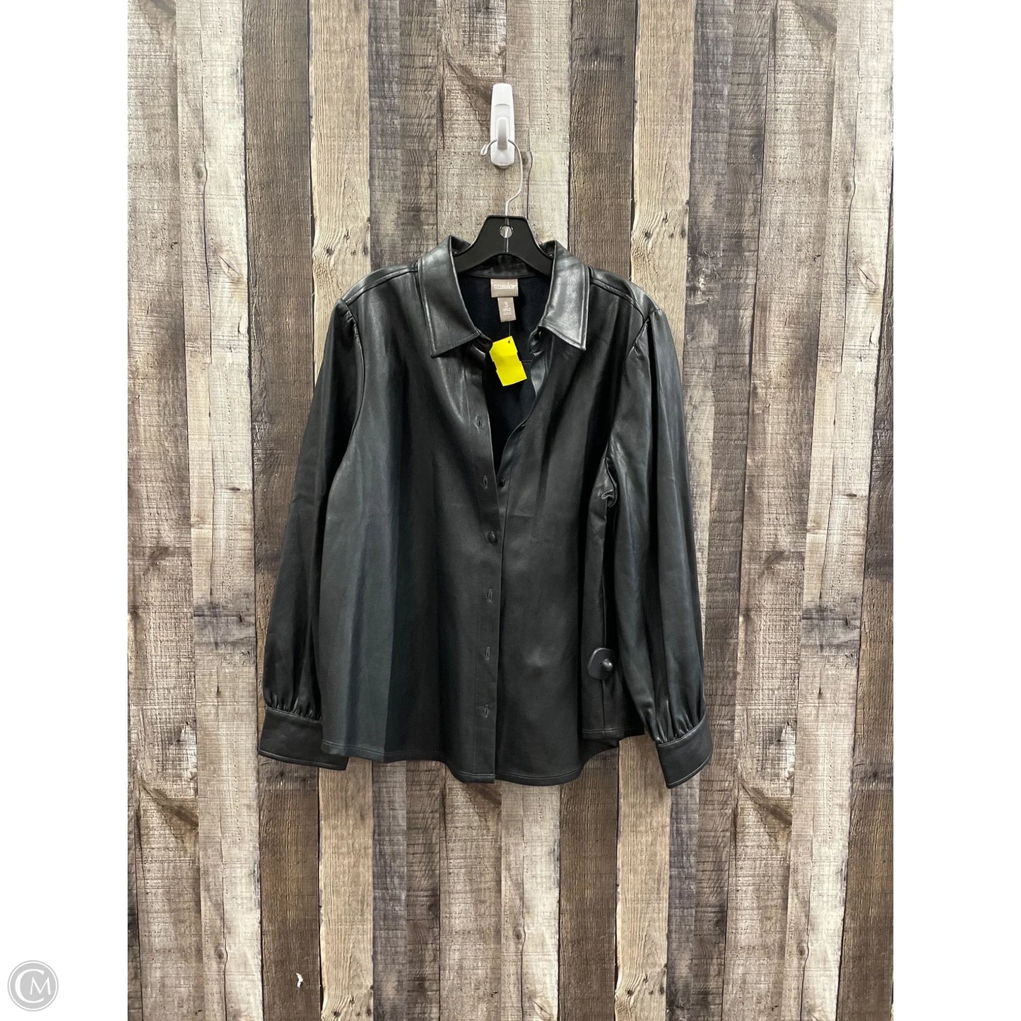 Jacket Moto Leather By Chicos In Black, Size: Xl