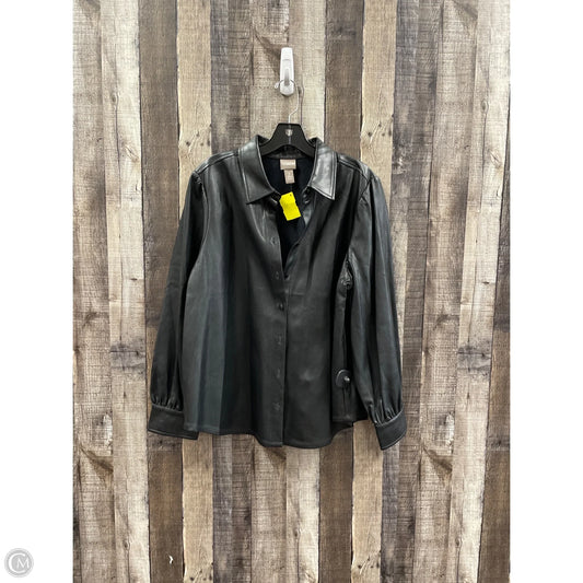 Jacket Moto Leather By Chicos In Black, Size: Xl