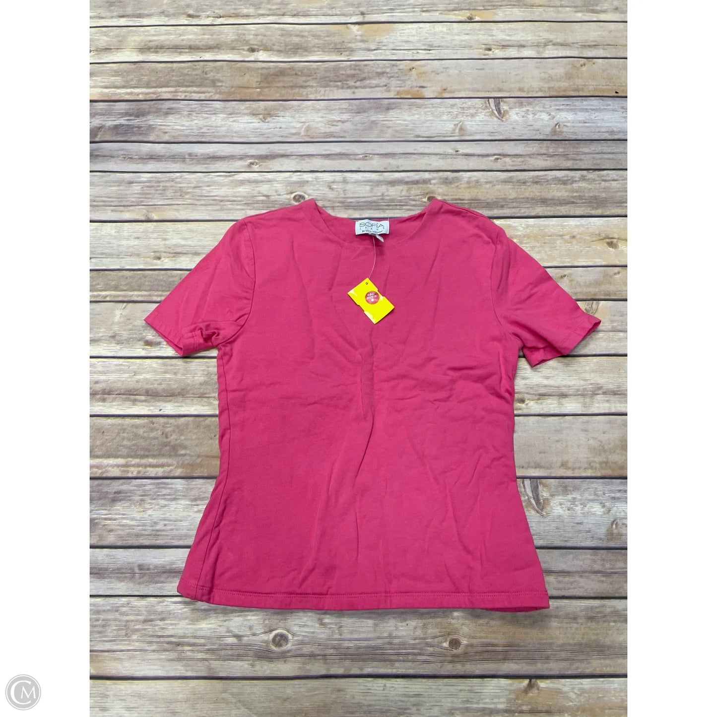 Top Short Sleeve By Cme In Pink, Size: M