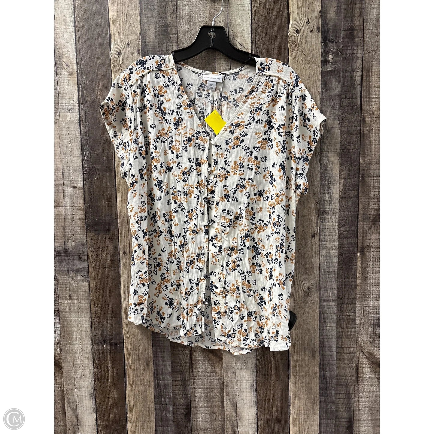 Top Short Sleeve By Liz Claiborne In Floral Print, Size: Xxl
