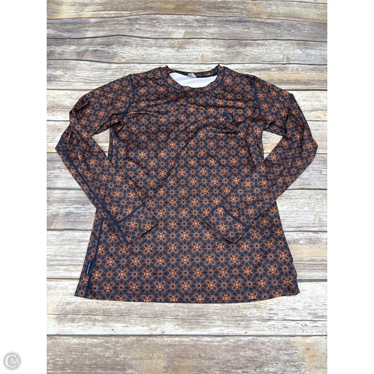 Athletic Top Long Sleeve Collar By Cmc In Brown, Size: L