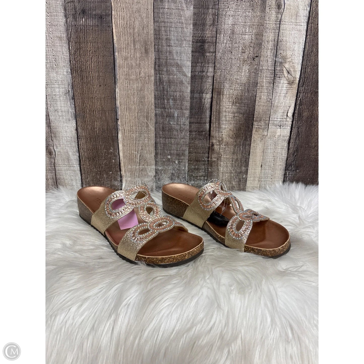 Sandals Flats By Italian Shoemakers In Bronze, Size: 9