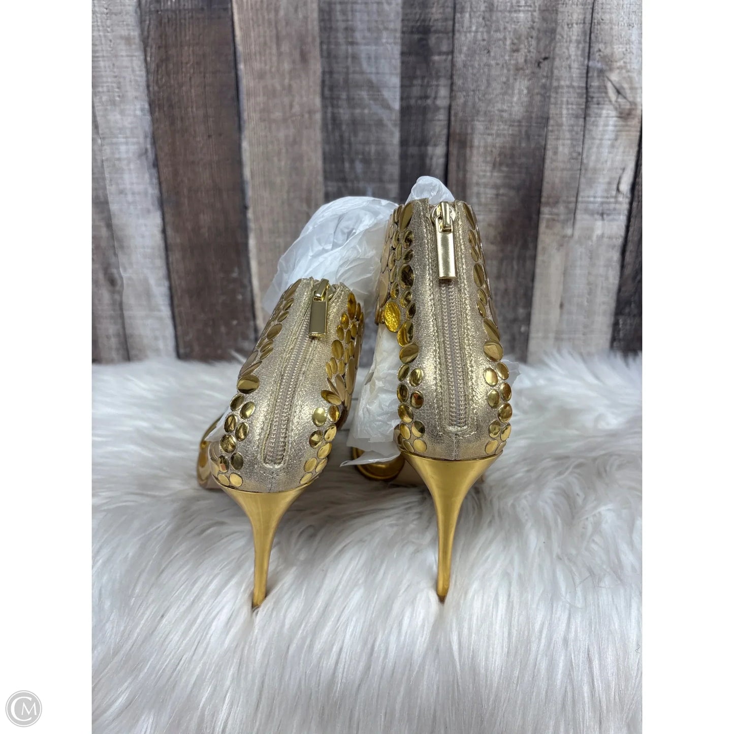 Sandals Heels Stiletto By Steve Madden In Gold, Size: 8