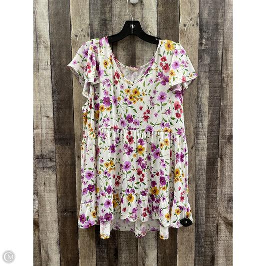 Top Short Sleeve By Cme In Floral Print, Size: 3x