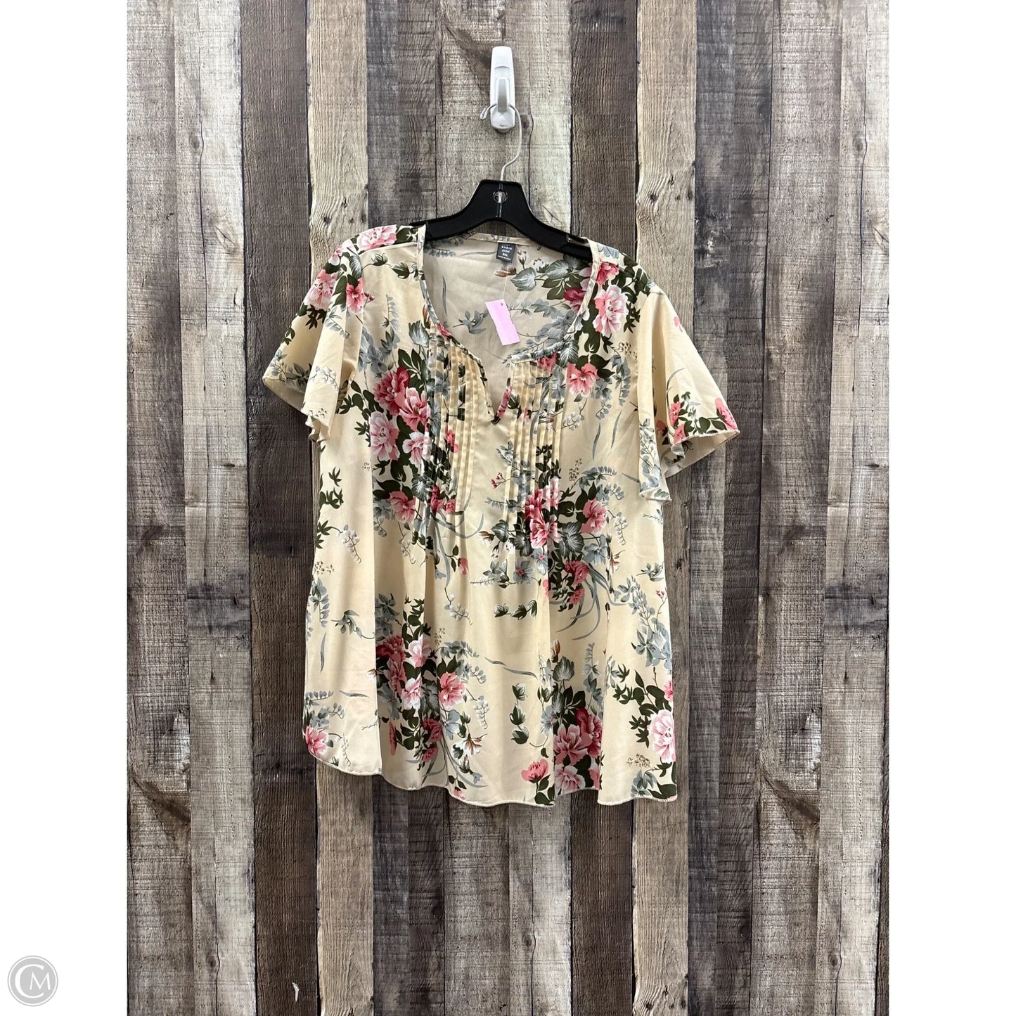 Top Short Sleeve By Shein In Cream, Size: 2x