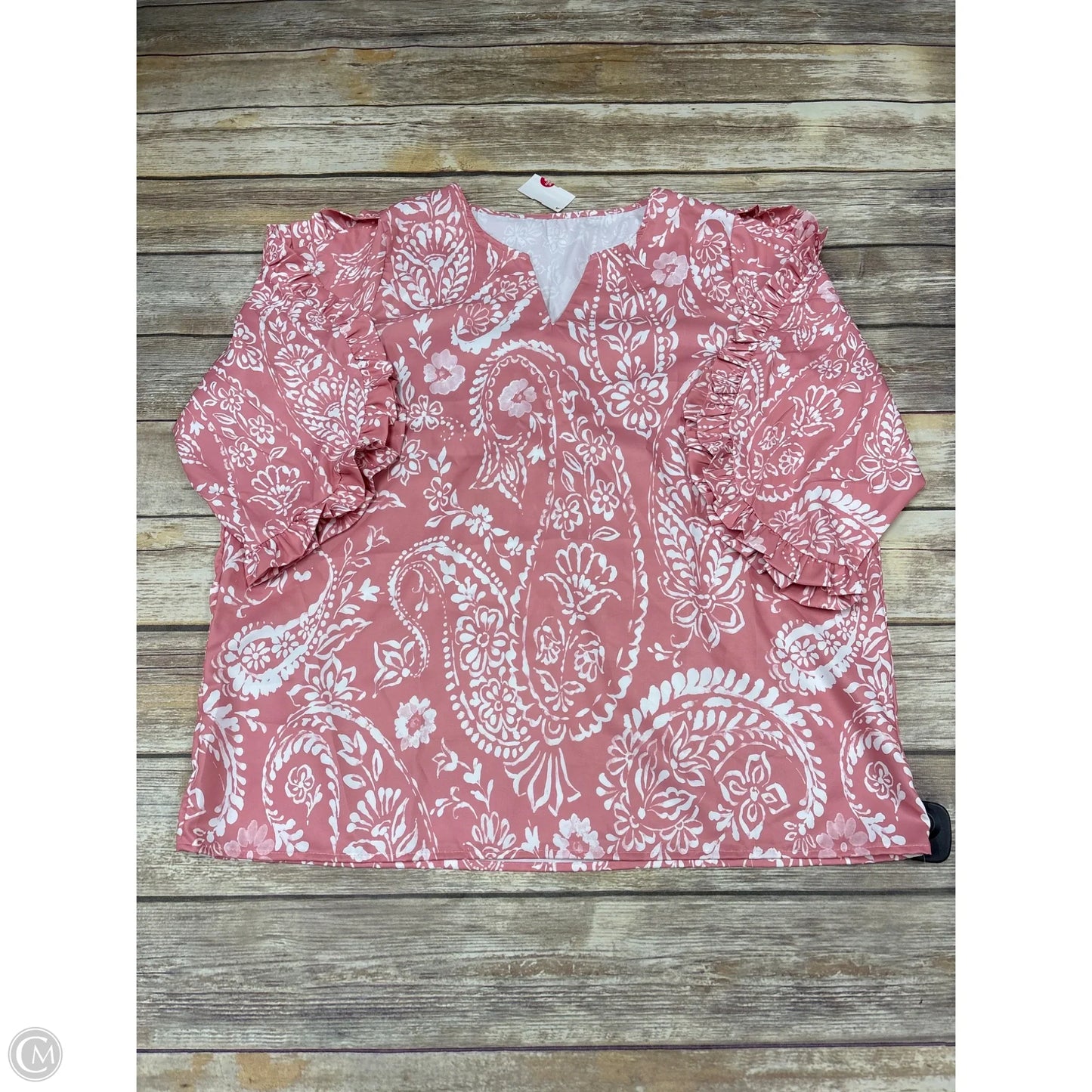 Top 3/4 Sleeve By Cmf In Pink, Size: 2x