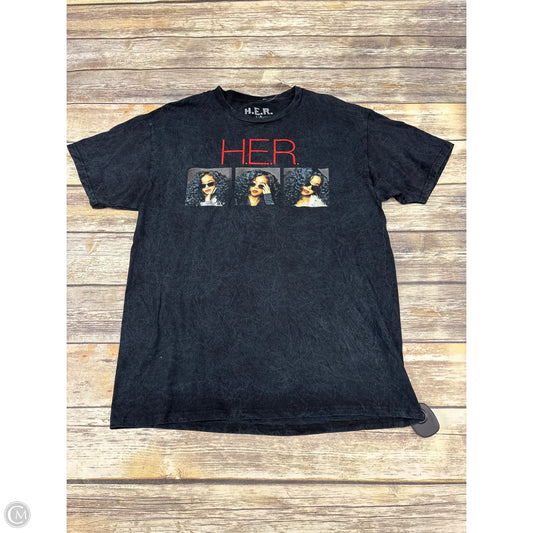 Top Short Sleeve By Cme In Black, Size: L