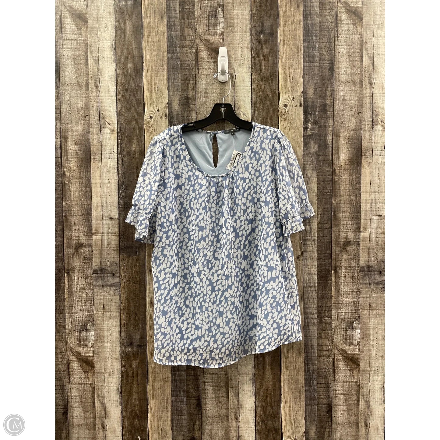 Top Short Sleeve By West Kei In Blue & White, Size: Xl