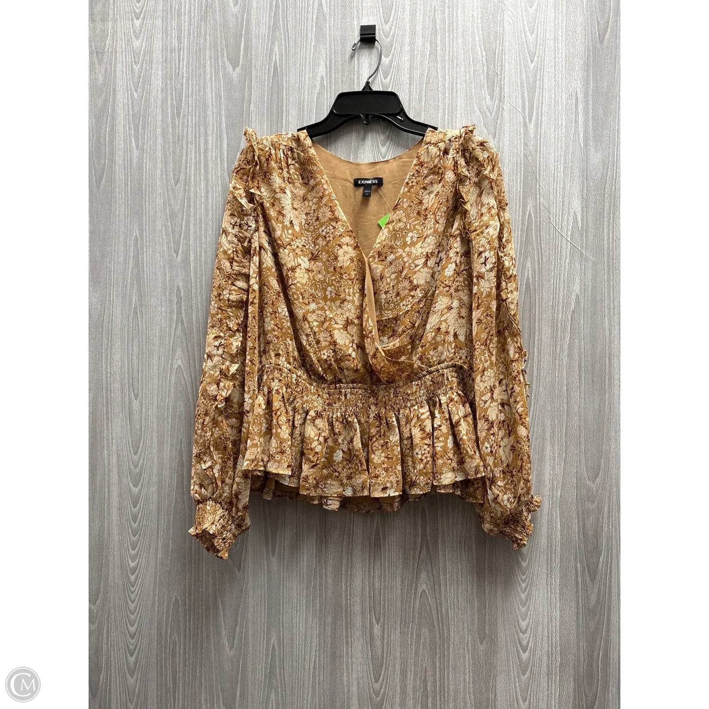 Top Long Sleeve By Express In Brown, Size: Xl