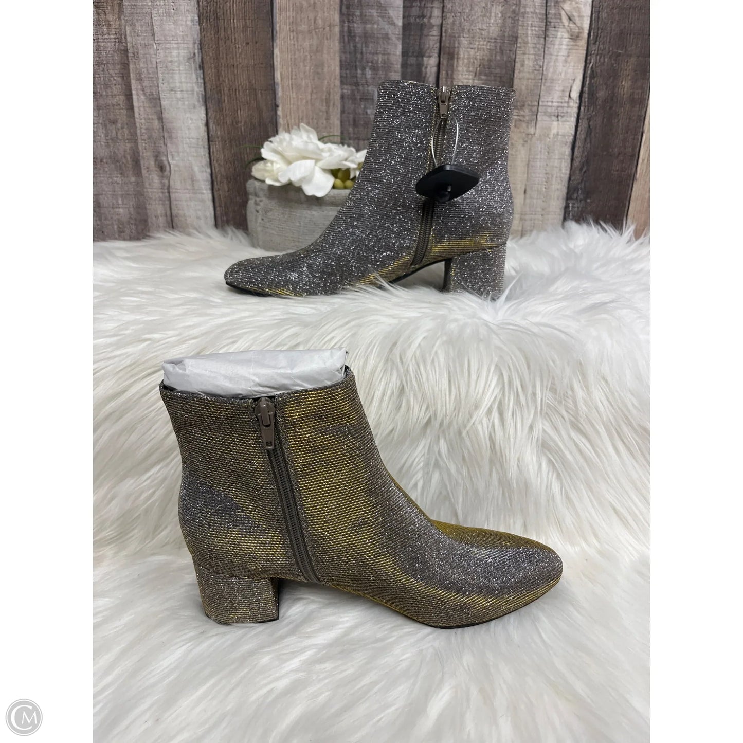 Boots Ankle Heels By Unisa In Gold, Size: 8