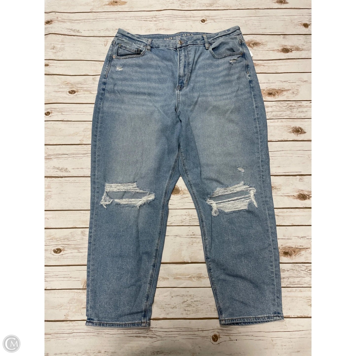 Jeans Straight By American Eagle In Blue Denim, Size: 18