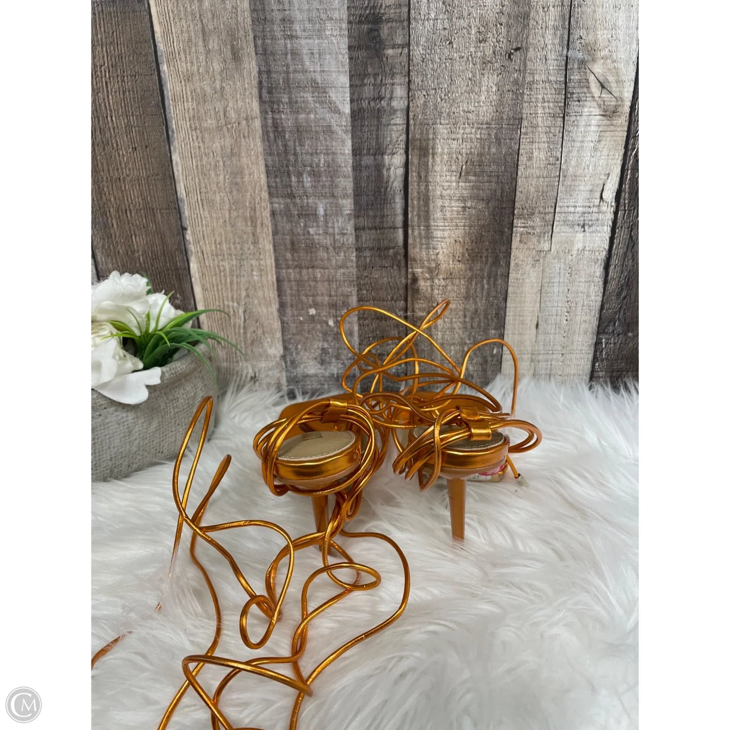 Sandals Heels Stiletto By Cme In Orange, Size: 5